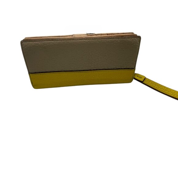 Kate Spade Leather Tan & Yellow Spencer Bifold Wallet - Picture 2 of 12